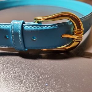 Vintage Crown Pacific Bright Blue Leather Belt M